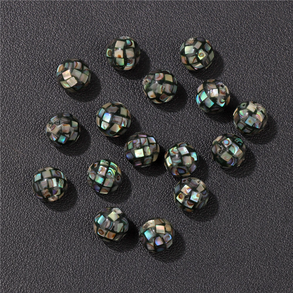 

5Pcs/lot Natural Abalone Shell Bead Muticolor Round Mosaic Stitching Loose Spacer Charm Beads For Jewelry Making Accessories 8MM