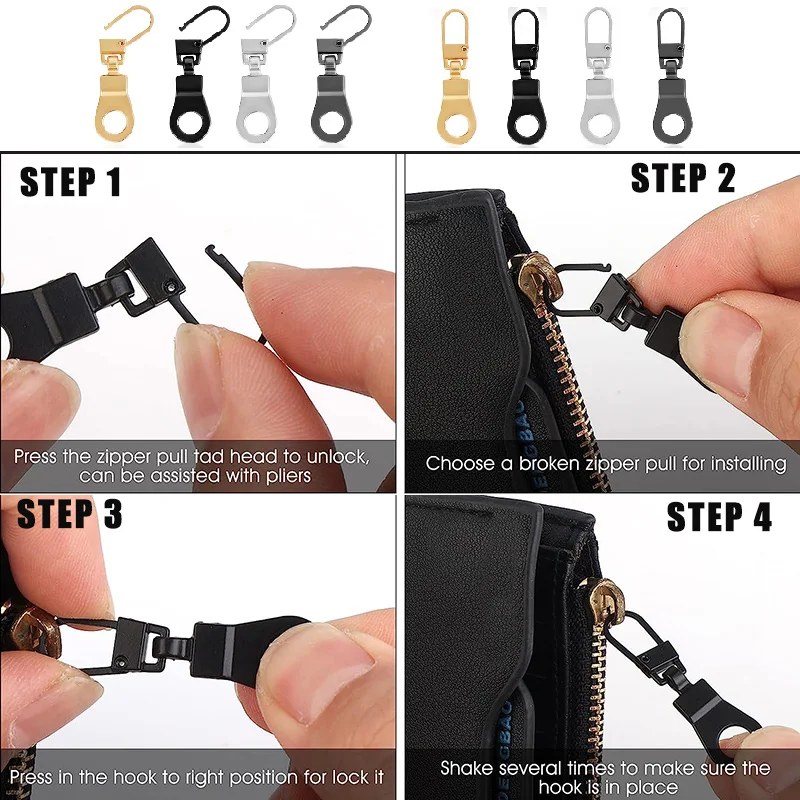 5/10Pcs Zipper Sliders Detachable Zipper Pull Tab Replacement Metal Zipper Handle Repair Kit for Luggage Handbags Zipper Slider