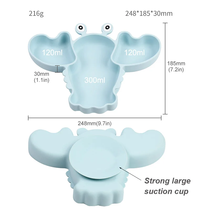 Piatti in Silicone da 8 pezzi per bambini nome personalizzato stoviglie per bambini ciotola di aspirazione piatti set per l'alimentazione del bambino piatti a forma di aragosta