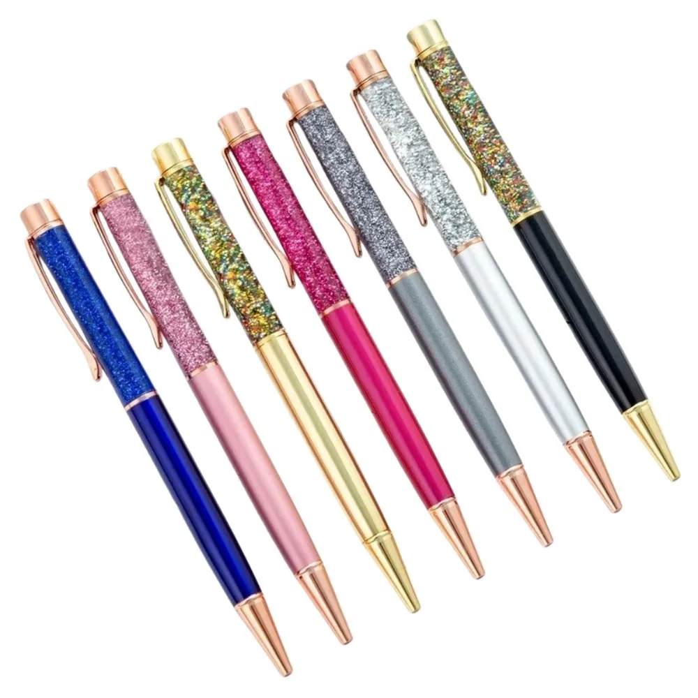 Colorful Into The Oil Gold Powder Quicksand Ballpoint Pen Luxury Quality Metal Rod Rotating 1.0mm Ballpen School Office Supply