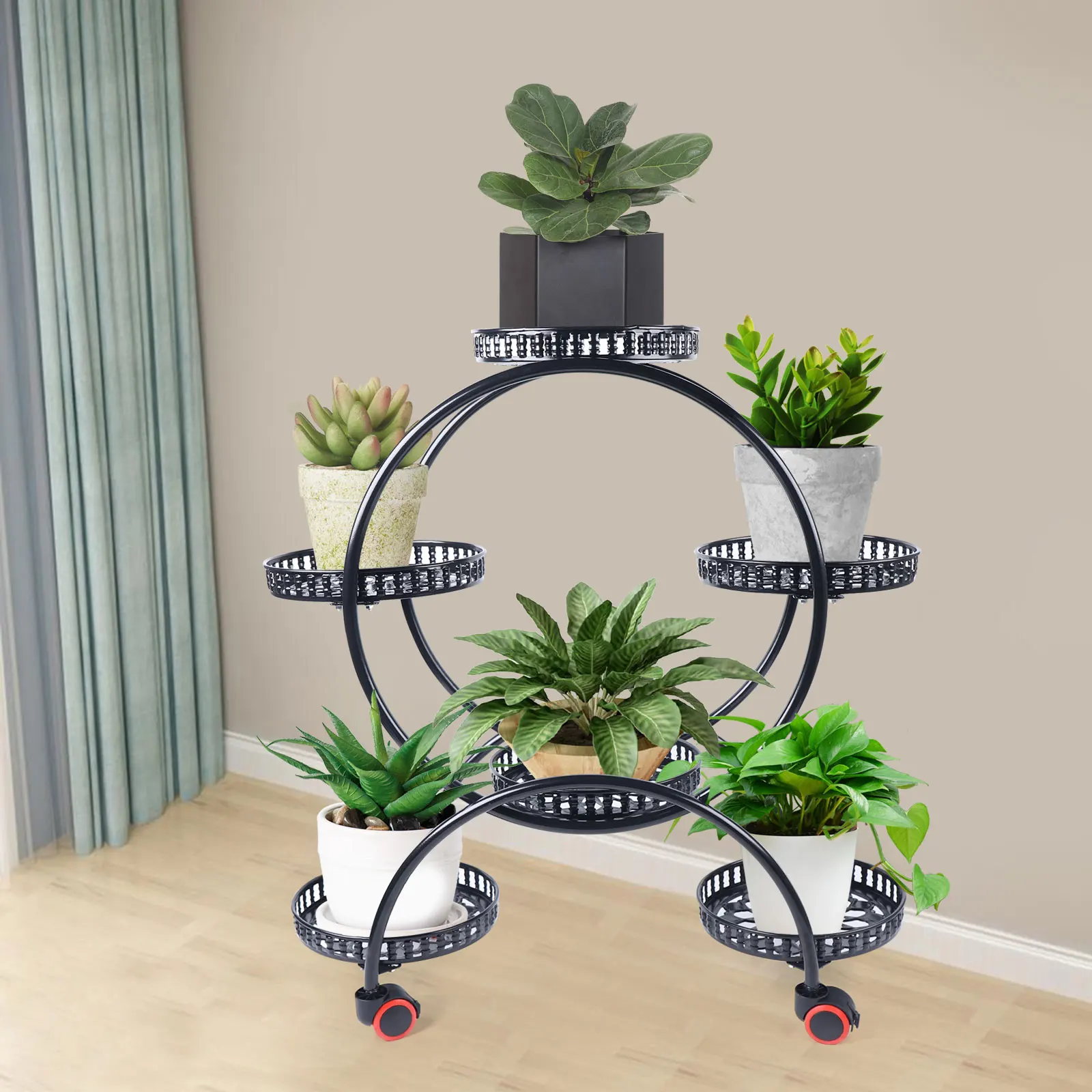 6 Pots Plants Flower Stand Metal Plant Stands for Patio, Garden, Living Room, Corner Balcony and Bedroom