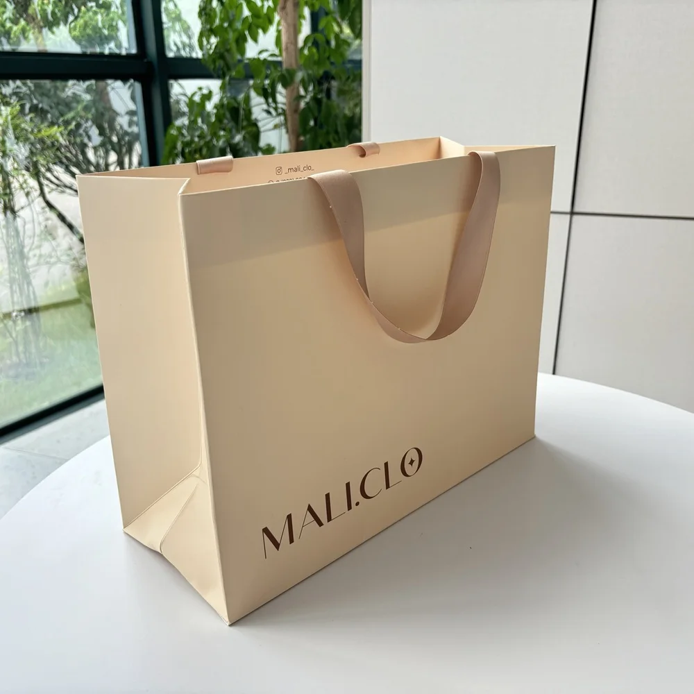 500pcs/Lot Wholesale Customized Logo Luxury Bolsa De Papel Paperbag Gift Boutique Shopping Packaging Paper Bag Clothing Shoes