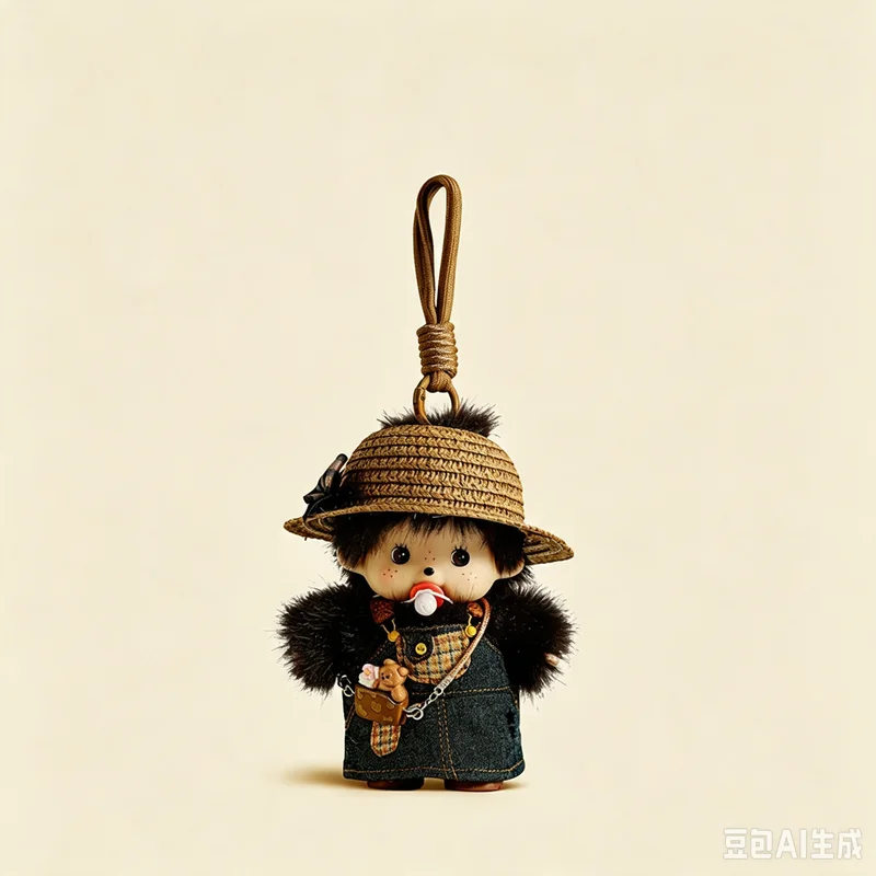 Monchhichi Cute Doll Bag Charm Keychain Backpack Hanging Ornament Mini Stuffed Figure Pendant Collection Display Surprise Gift - view 5