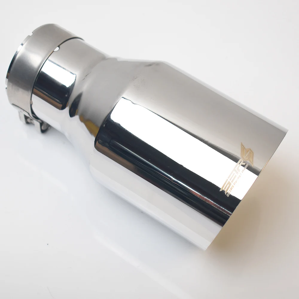 1Pc Universal Slashed Stainless Steel Angled Flange Exhaust Pipe Curly Muffler Tip Slash Cut