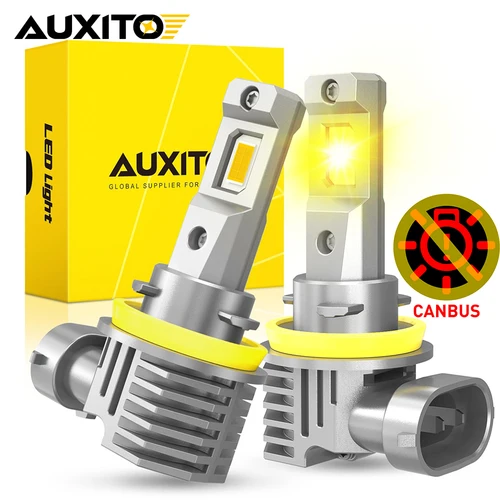 AUXITO-bombilla LED antiniebla CANBUS, lámpara de conducción diurna, color amarillo ámbar, 2 piezas, H8, H11, H9, H16JP, 9005, HB3, 9006, HB4, 3000K