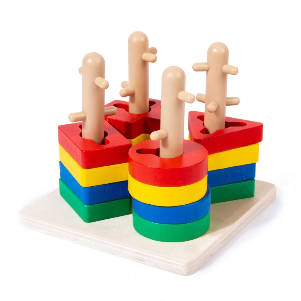 Colorful Sorting and Stacking Toys Shape Matching Wooden Recognition Color Matching Puzzle Cognitive Development