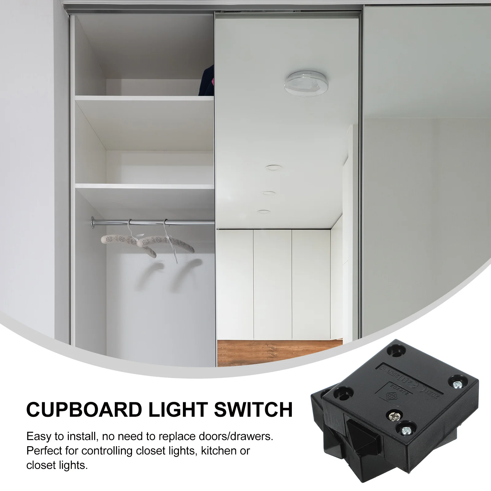 

2pcs Cabinet Door Light Switch For Closet Lights Automatic Wardrobe Lamp With Mounting Screws Easy Install No Wiring Copper Abs