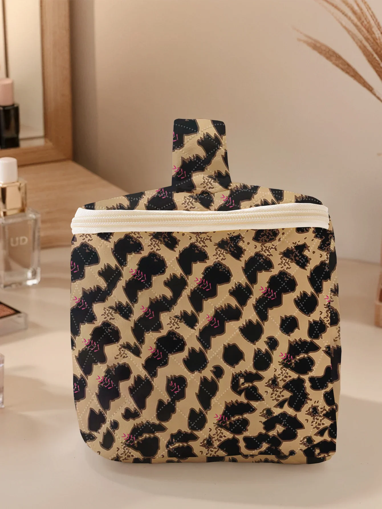 1 pezzo, cosmetici da viaggio portatili stampati con motivo tigre, borsa da viaggio di grande capacità, borsa per il trucco carina e alla moda