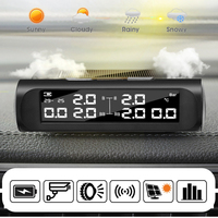 Solar Power TPMS Car RV Truck Tire Pressure Monitor System With 6 External Sensor Security Monitoring Temperature Alarm System