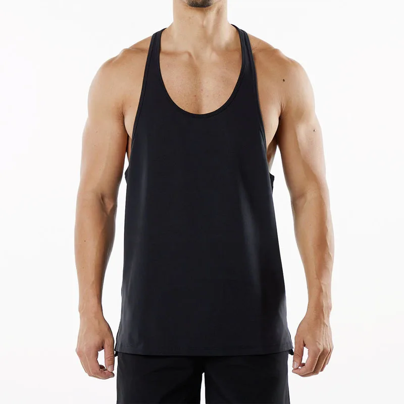 2023 Summer New Men's Large Tank Top Solid Color Fitness Sports Leisure Exercise Breathable Split Bottom Sleeveless Top