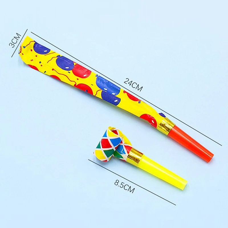 10Pc Grappig Fluitje Papier Klapband Blow Kleurrijke Strepen Party Blower Blowout Hoorn Klap Draak Fluitje Kids Verjaardagsfeestje Speelgoed