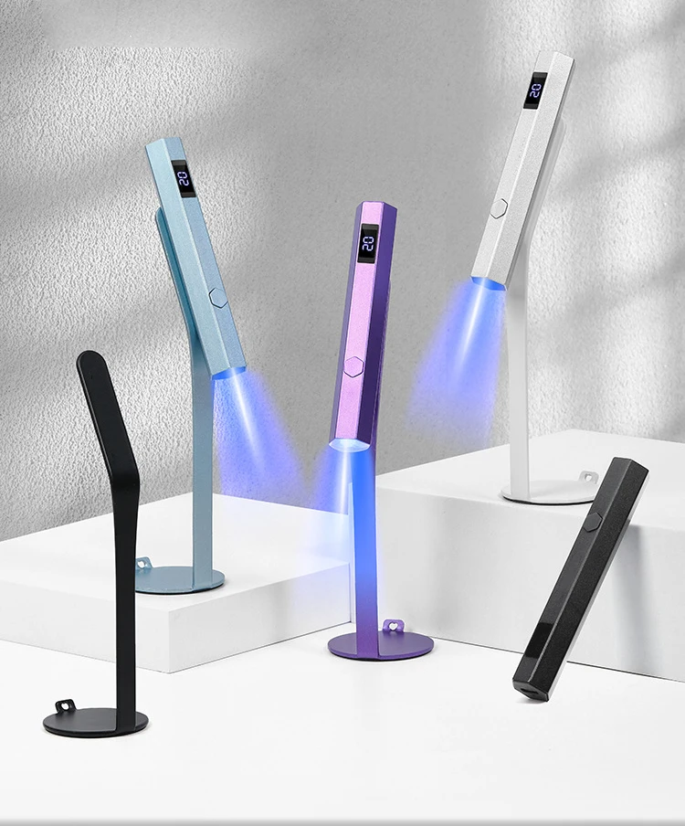 

360 Adjustable Magnet Stand OEM Logo One Finger Flash Nail Curing Lamp Cordless Portable Mini Uv Nail Lamp for Personal