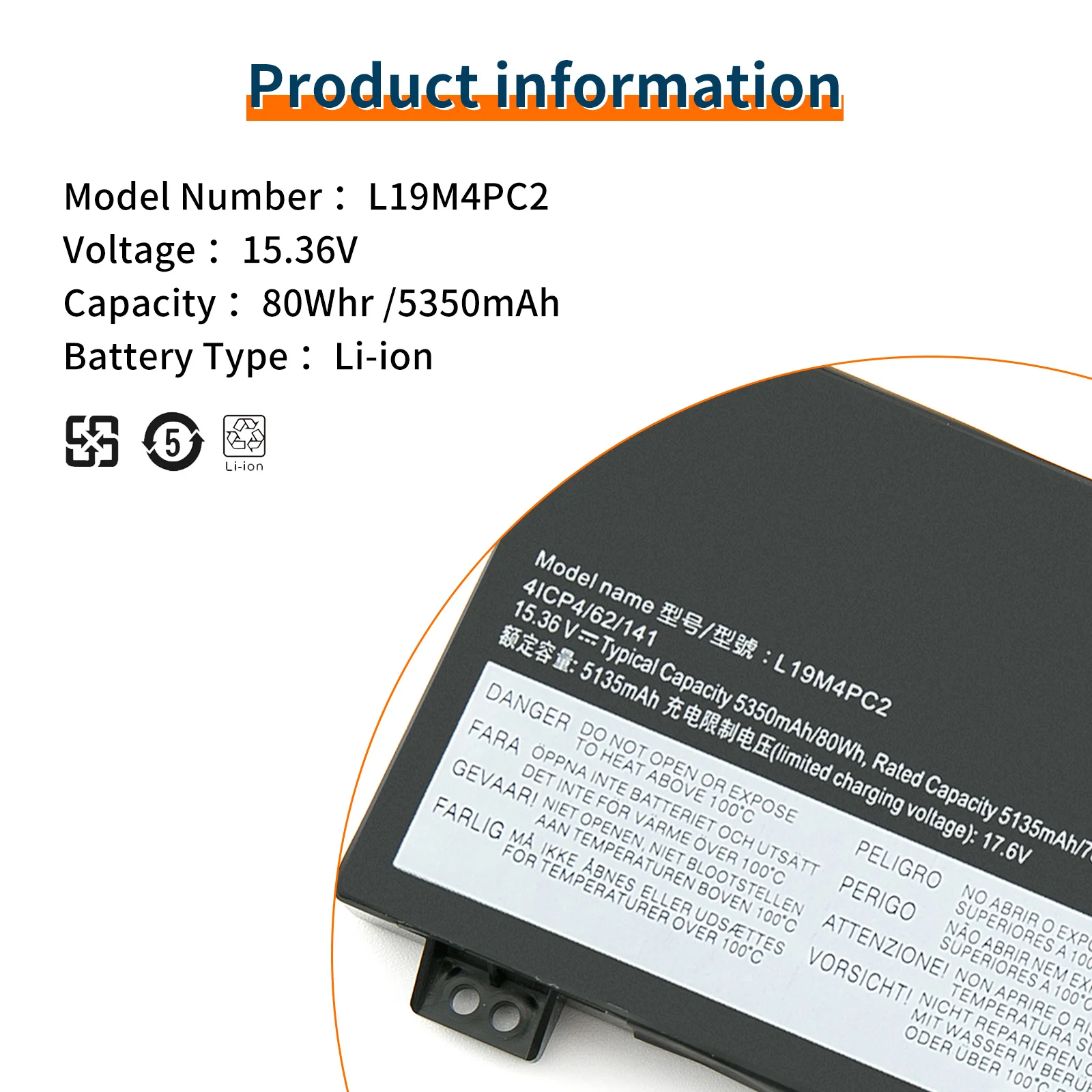 Batería de ordenador portátil L19C4PC2 para Lenovo Legion 7i 151MH05 5-17IMH05 Y9000K 2020 L19M4PC2 SB10W86199 5B10W86188 15,36 V 78WH