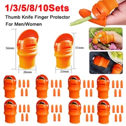 1-10 Set Thumb Knife Finger Protector Metal Fingernail Vegetable Cutter Harvesting Knife Plant Blade Scissors Cutting Glove Kits