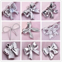 10pcs Trendy Different Bowknot Pendant Charm DIY Jewelry Making Supplies Stainless Steel Charms Women/Girl Accessories Findings