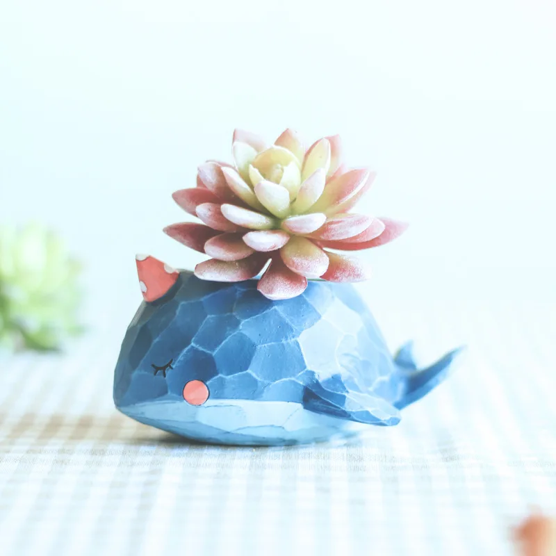 Catone Whale Creative Home Zakka Garden Party Succulent Planter Resin Table Pot. Cute Desktop Decoration Gifts, Clutter Storage