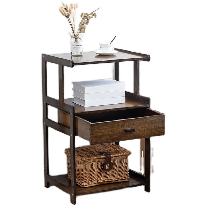 Economical high-rise bedside table, shelves, Chinese-style floor-to-ceiling, simple multi-layer storage cabinet