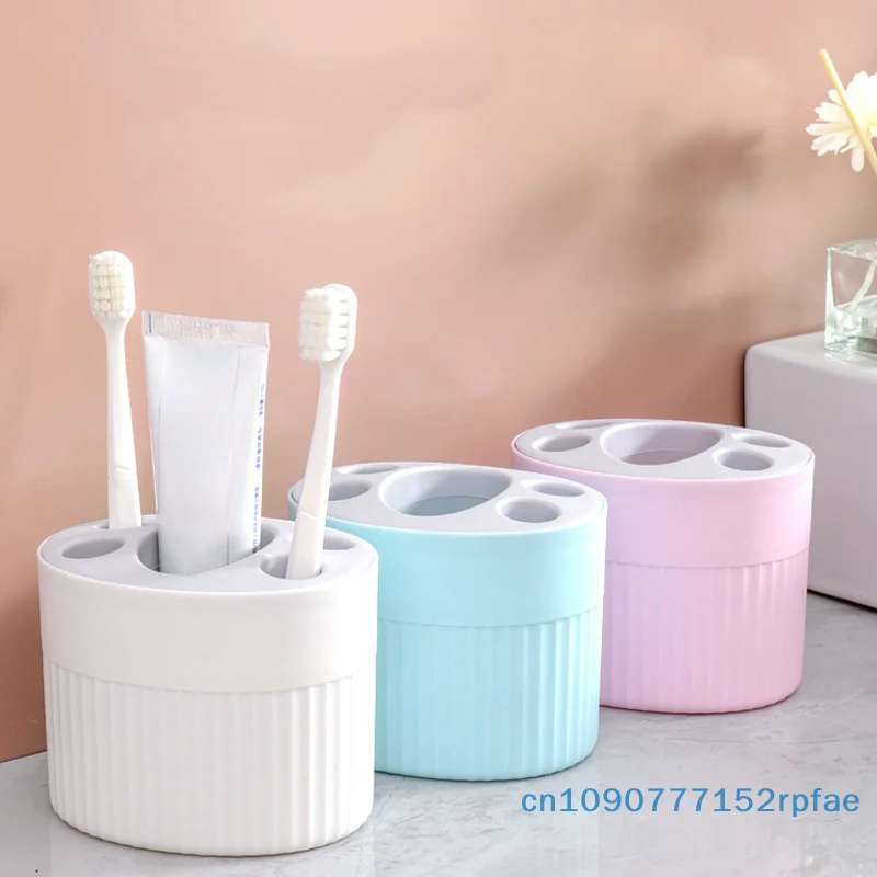 

1 Pc Simple And Stylish Plastic Toothbrush And Toothpaste Organizer - Freestanding Toothbrush Holder For Bathroom Accessories