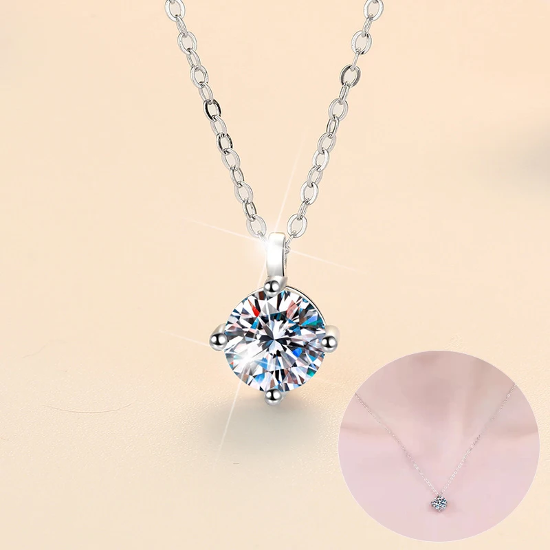 

Apaison Real 1/2 Carat Moissanite Women Necklace Pendant 100% 925 Sterling Silver Clavicle Chain Bridal Gift Wholesale