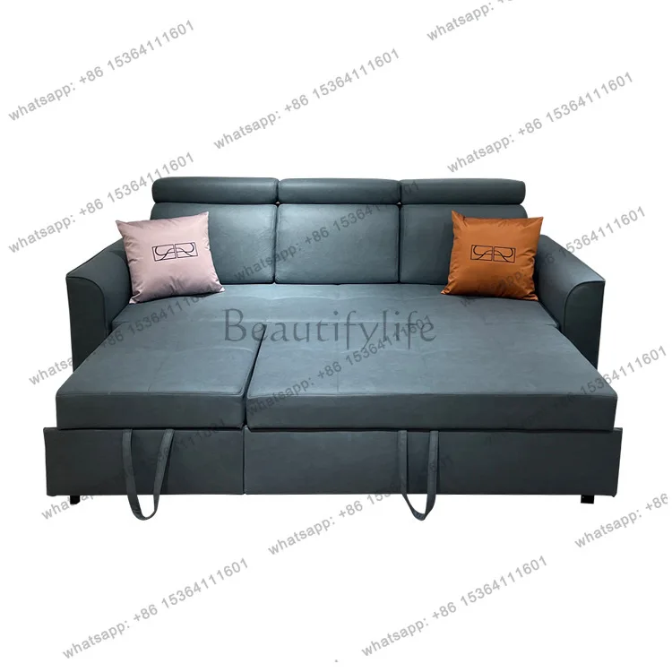 

Folding sofa bed double leave-in technology cloth small apartment living room