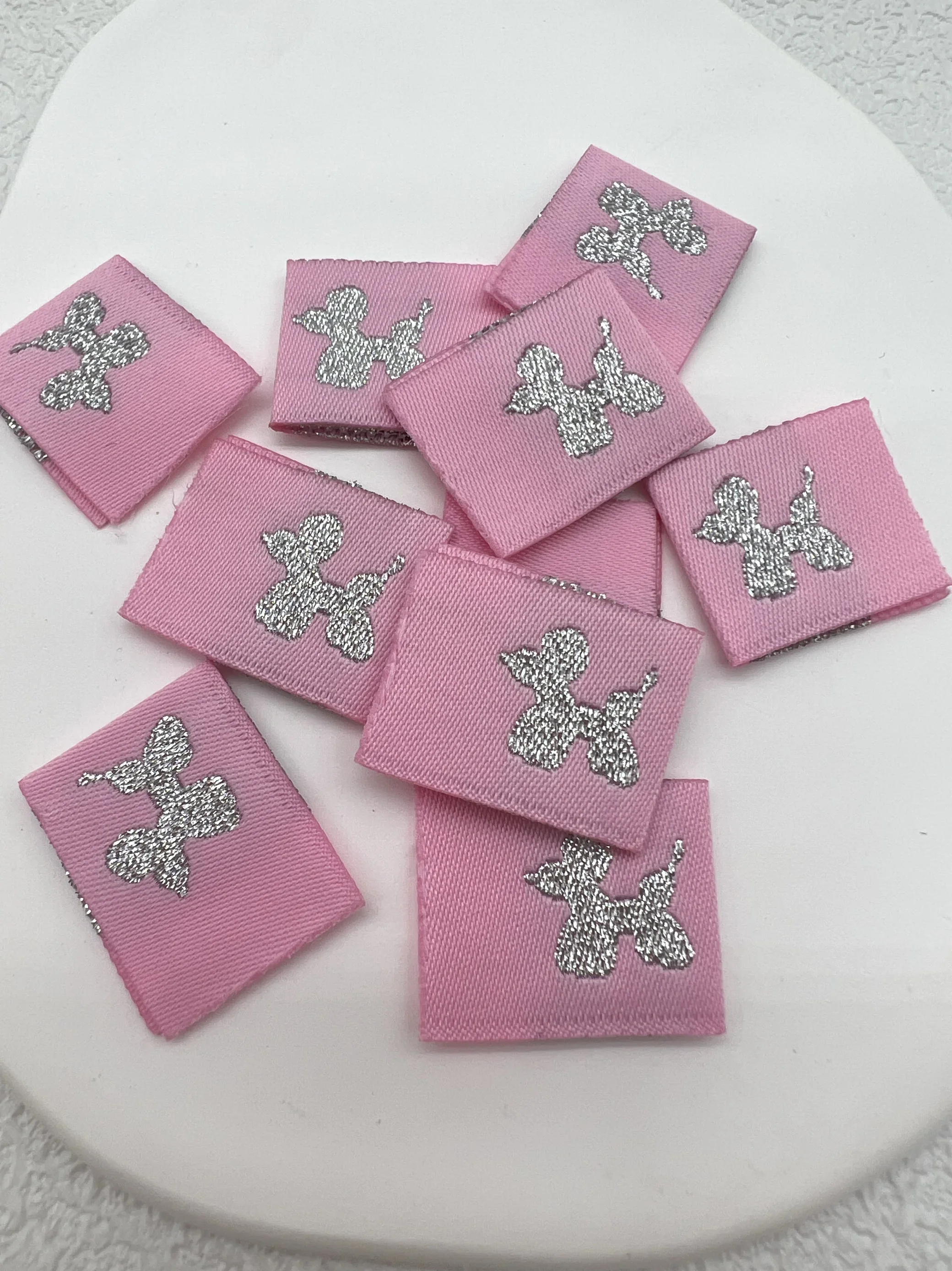 bow small side label handmade cloth half fold label sewing DIY accessories weaving label