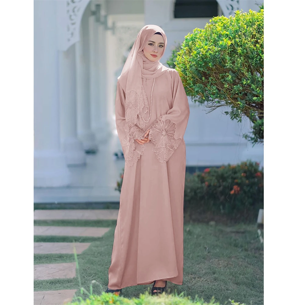 ดูไบ Abaya สําหรับผู้หญิงที่สง่างามมุสลิมเย็บปักถักร้อย Hijab Maxi ชุดตุรกี Kaftan อิสลามอาหรับ Robe Eid Ramadan Party Jalabiya ชุด