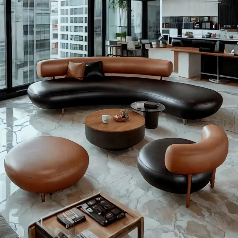 Puf, Sillón, Sofá, Sofás Reclinables para Oficina y Sala de Estar, Muebles Seccionales, Muebles de Biblioteca, Sofás Curvos Redondos para Sala de Estar