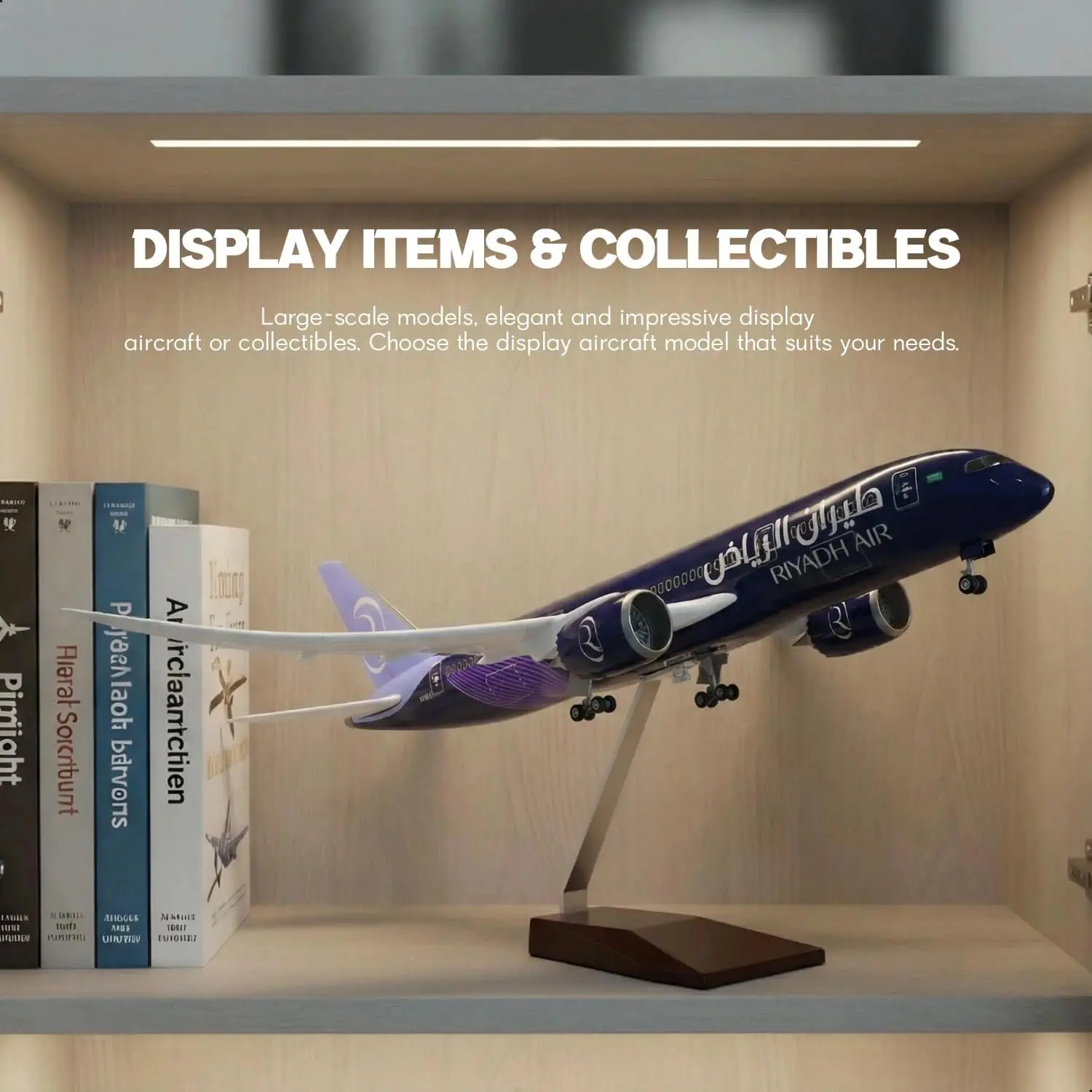 43cm Plane B787 Riyadh Air Airline Airplanes Decoration Home Resin Aircraft With Lights With Led Light For Collection Or Gift