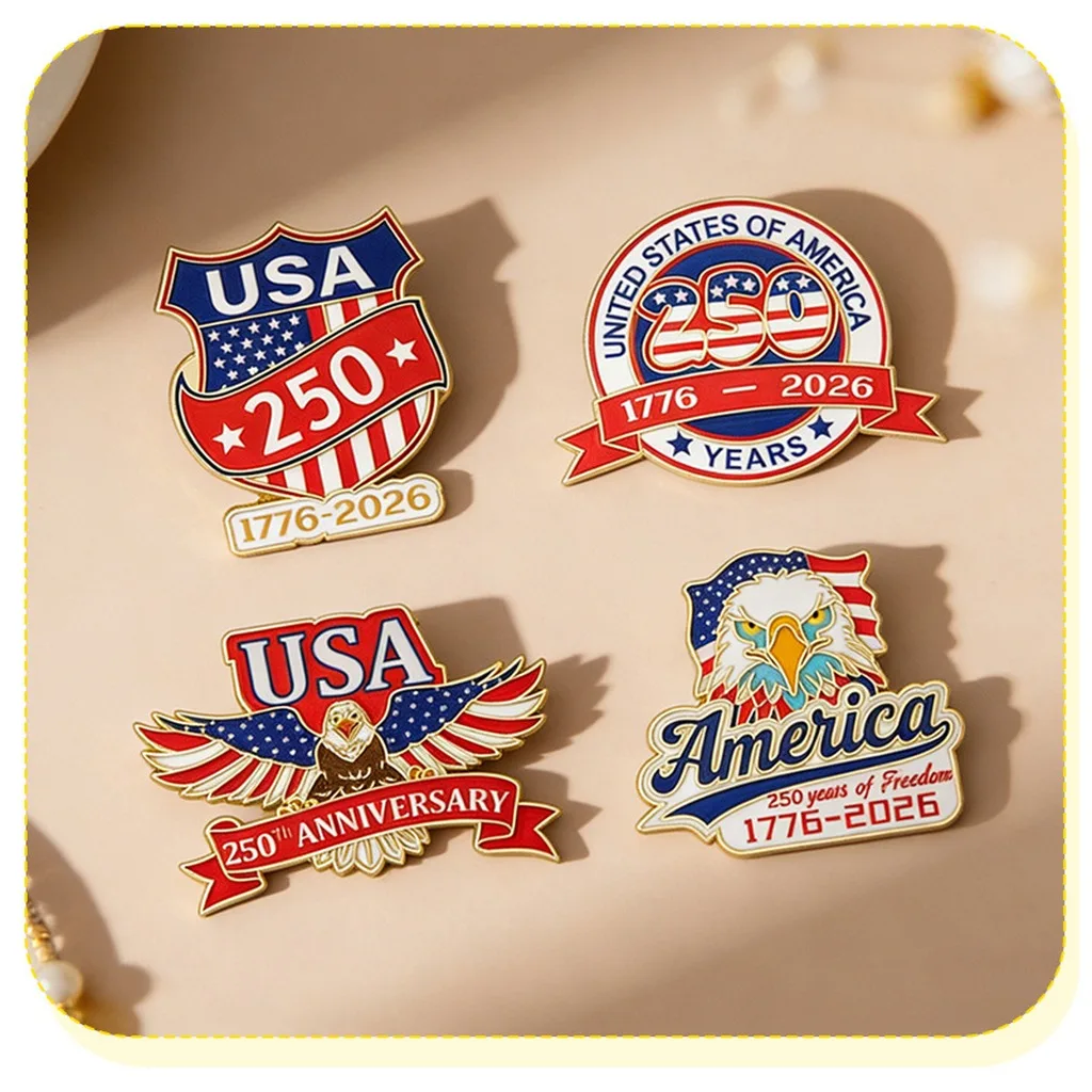 Zinc Alloy Brooch Decorative Badge For Clothing Usa Independence Day Brooch Secure Commemorative Enamel Pin For Accessories