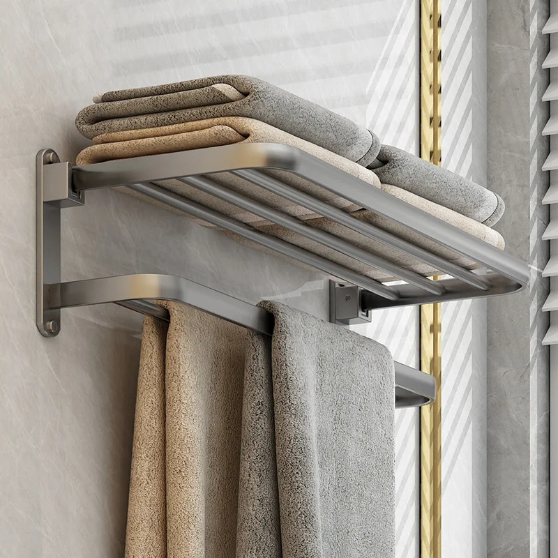 

Towel Rack Gun Gray Towel Rack Folding Bathroom Shelf Towel Bar Bathroom Bathroom Hardware Pendant Set