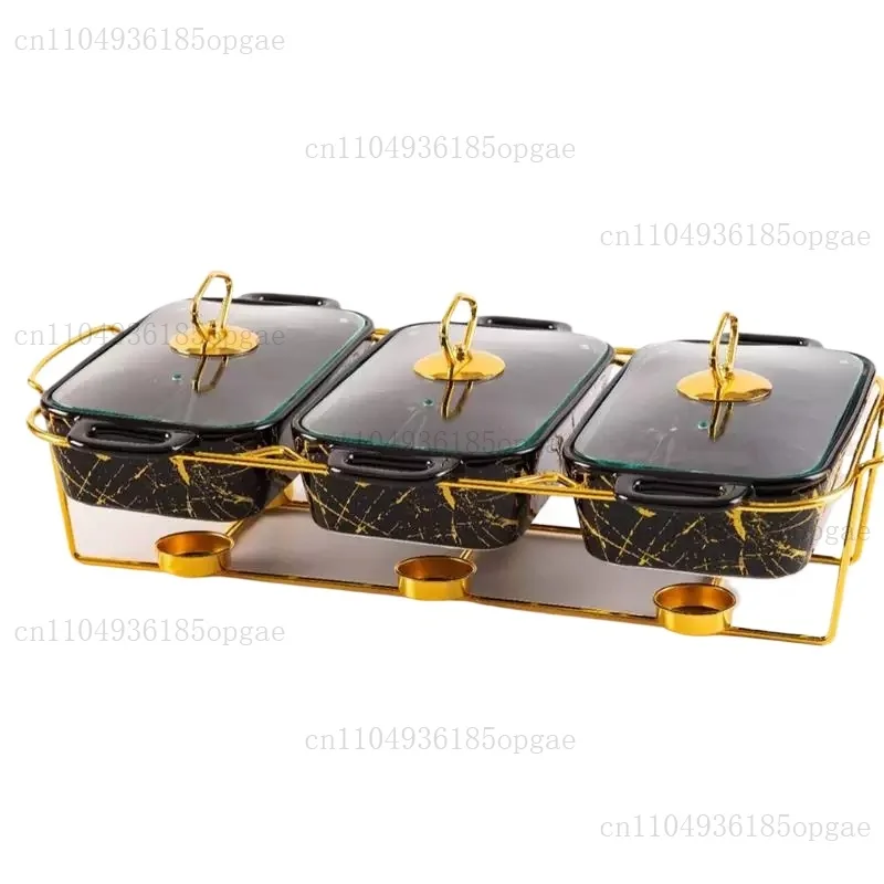 

Three-grid Binaural Ceramic Baking Pan for Marble Heating Soup Pot Dry Pot 3pcs Bake Ware
