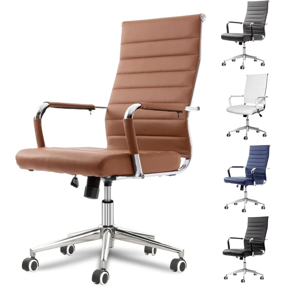 

Okeysen Office Desk Chair, Ergonomic Leather Modern Conference Room Chairs, Executive Ribbed Height Adjustable Swivel Rolling Ch