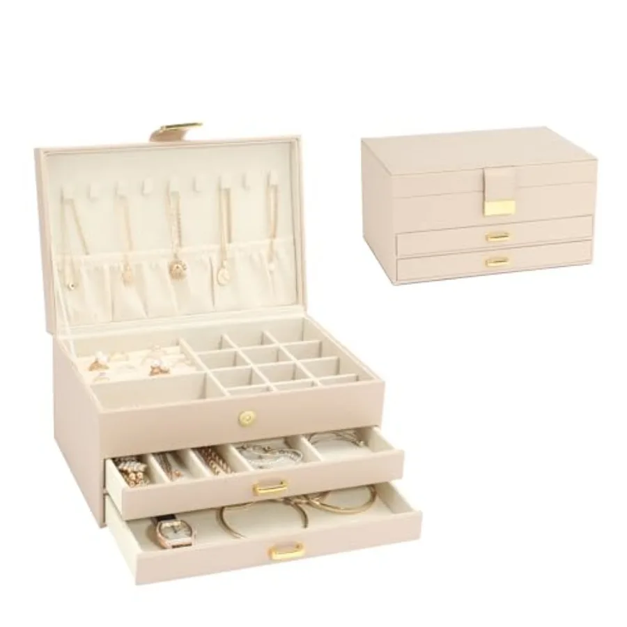 Jewelry Box with 2 Drawers Large Capacity Jewelry Holder Box for Women Girls Bst Gifts for Christms Vlntin's Dy Nw Yr