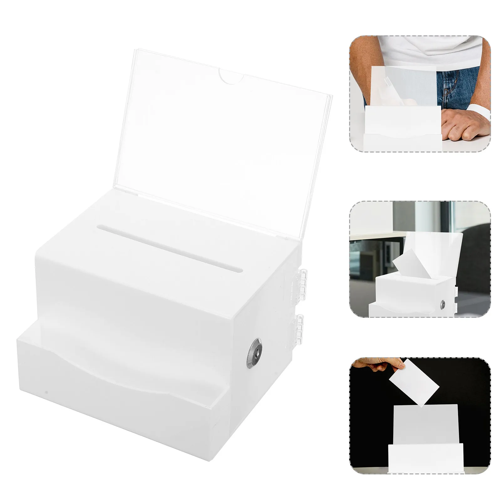 

Heavy Duty Acrylic Donation Box Lock for Fundraising Events Voting Storage Suggestion Complain Letter Box Public