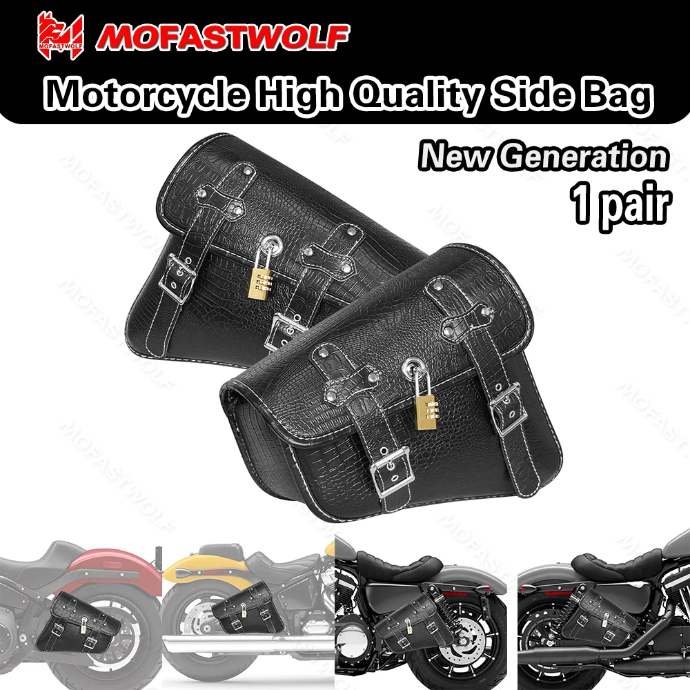 

Motorcycle Saddlebags Side Tool Bag PU Leather Luggage Saddle Bag Fit For Harley Sportster XL 883 Hugger Sportster Universal