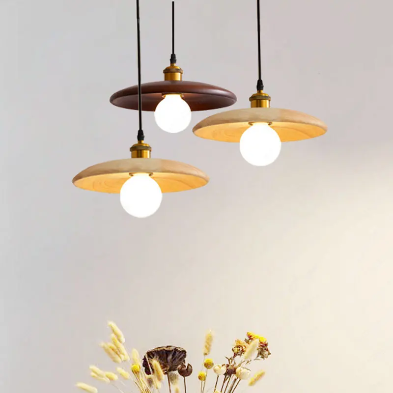Solid wood chandelier retro style simple tea room bar lighting items study bed and breakfast bedside supplies