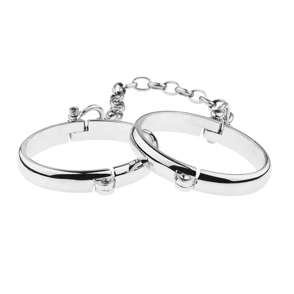 Handcuffs Ankle Cuffs Stainless Steel, Lockable Wrist & Ankle, BDSM Bondage Restraints Sex Toys for Couple Sex Game Slave Chain