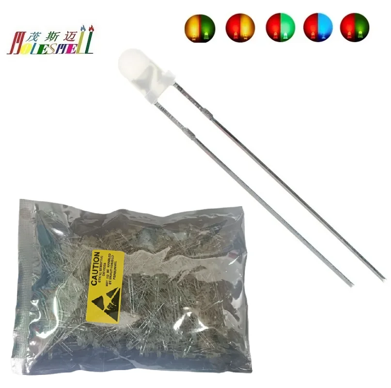 

1000pcs 3mm 2-Pin LED Red/Yellow Red/Blue Red/Green Yellow/Green Bi-color Diffused Dual Bi-Color Polar Changing Leds