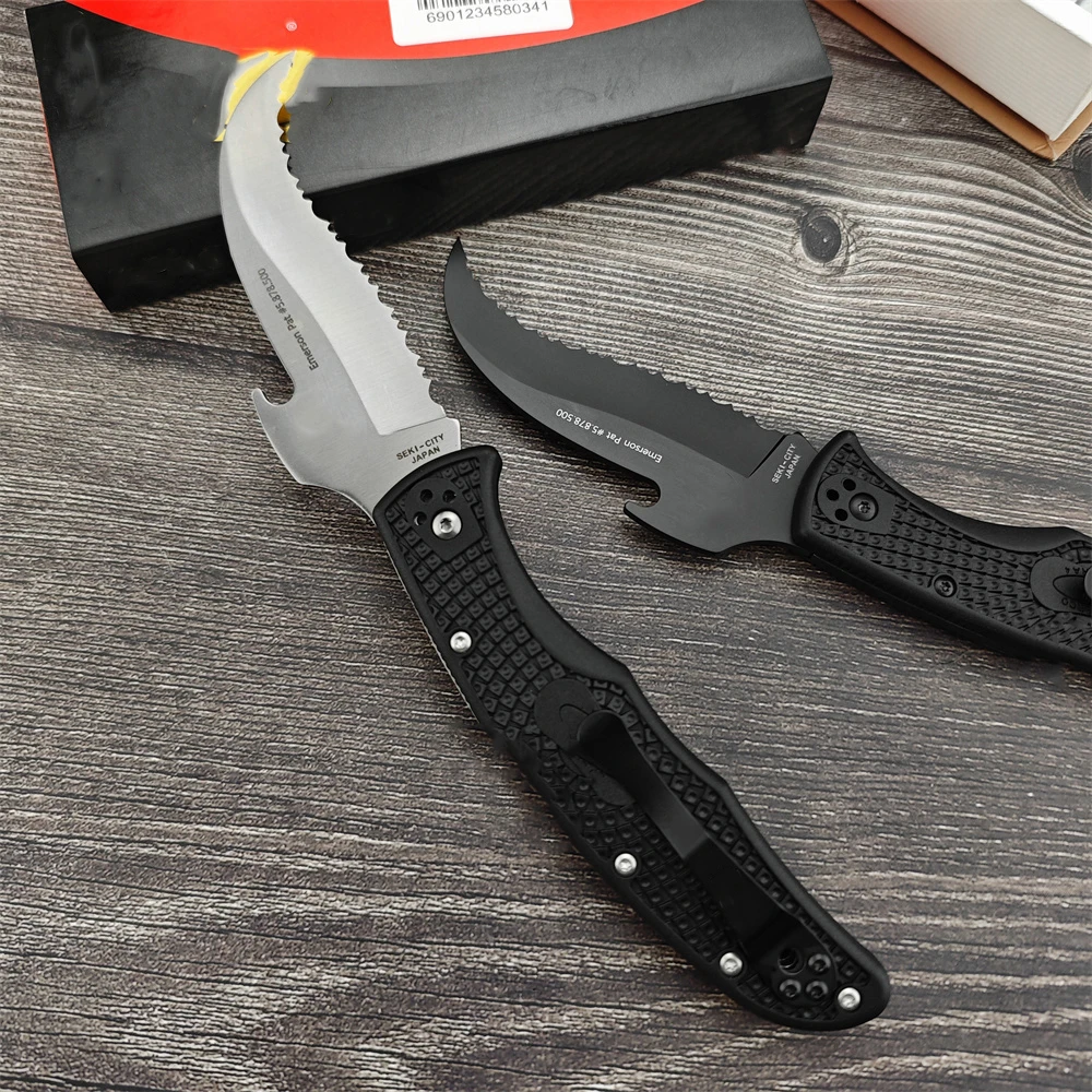 C12S Serrated Blade Tactical Cutter Knife D2 Steel Blade Nylon Fiber Handles Excellent Outdoor EDC Hunting Cutting Hiking Tool