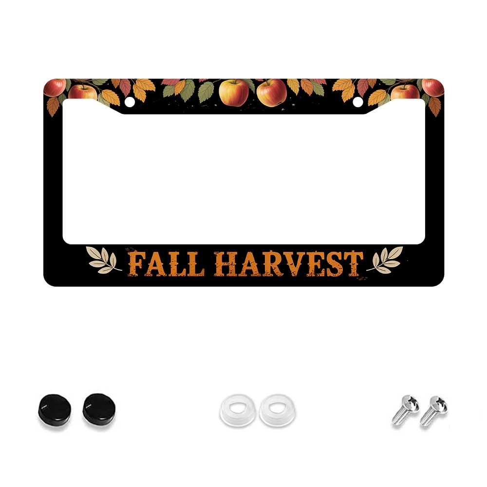

1 шт. черная алюминиевая рамка номерного знака с 2 отверстиями и красочным рисунком яблока и листа, 6x12 дюймов, включает комплект винтов, ретро Nove