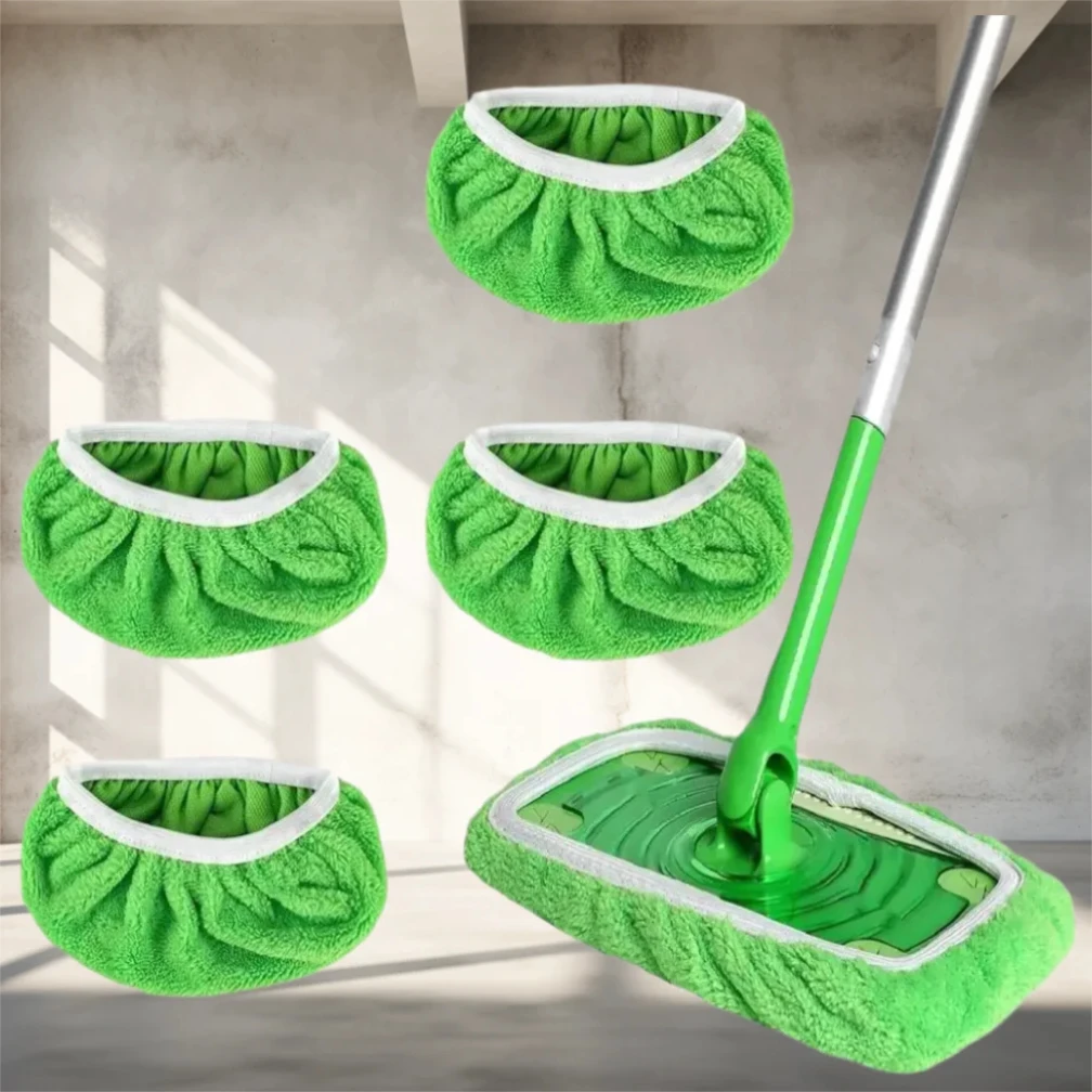 

1/4Pcs Wet & Dry Cleaning Cloths Durable Absorbent Sponge Microfiber Mop Pads Flat Mop Head Washable Mop Cloth Reusable Sweepin