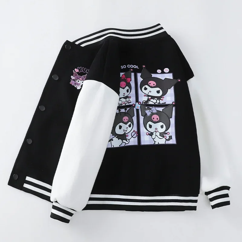 Sanrio Girls Boys Cartoon Kuromi Jacket Children Teen Coats Spring Autumn Kids Single breasted Jackets Casual Sports Outerwear