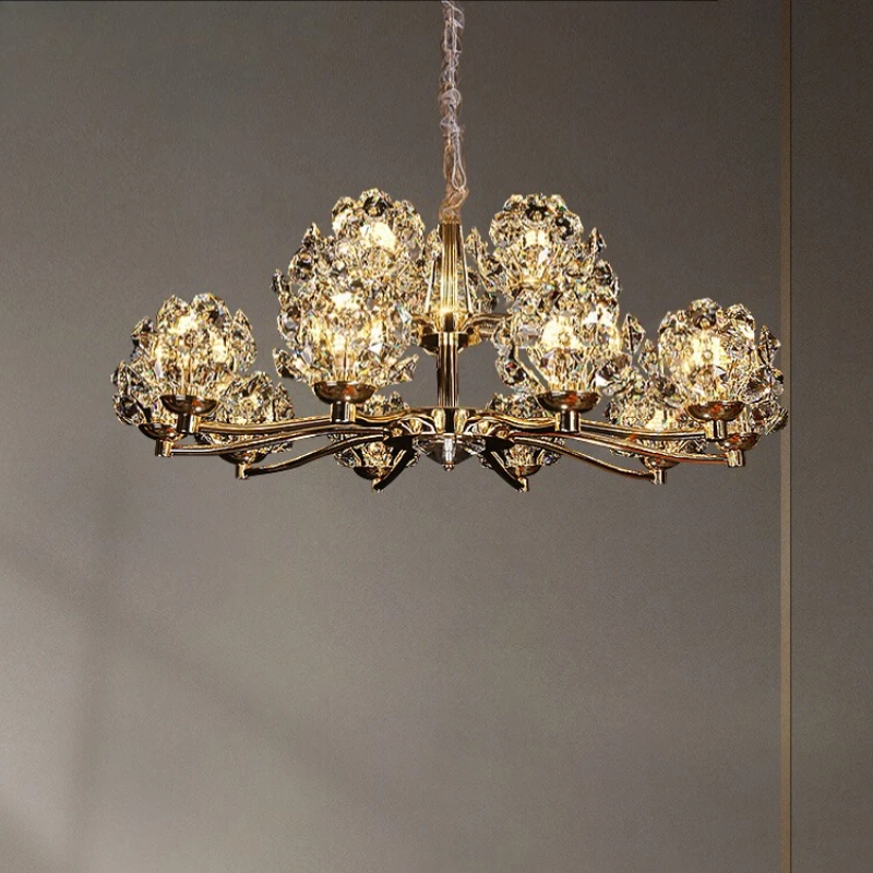 

French Designer Luxury Crystal LED Pendant Lights Restaurant Hotel Living Room Bedroom High-end Chandelier Indoor Decor Lighting