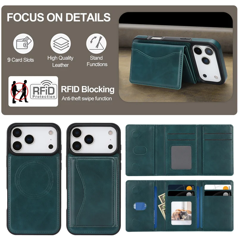 Phone Case For Apple iPhone 17  Magnetic Wireless Charging 17Promax 17 Leather Flip Wallet Cover Protective Case