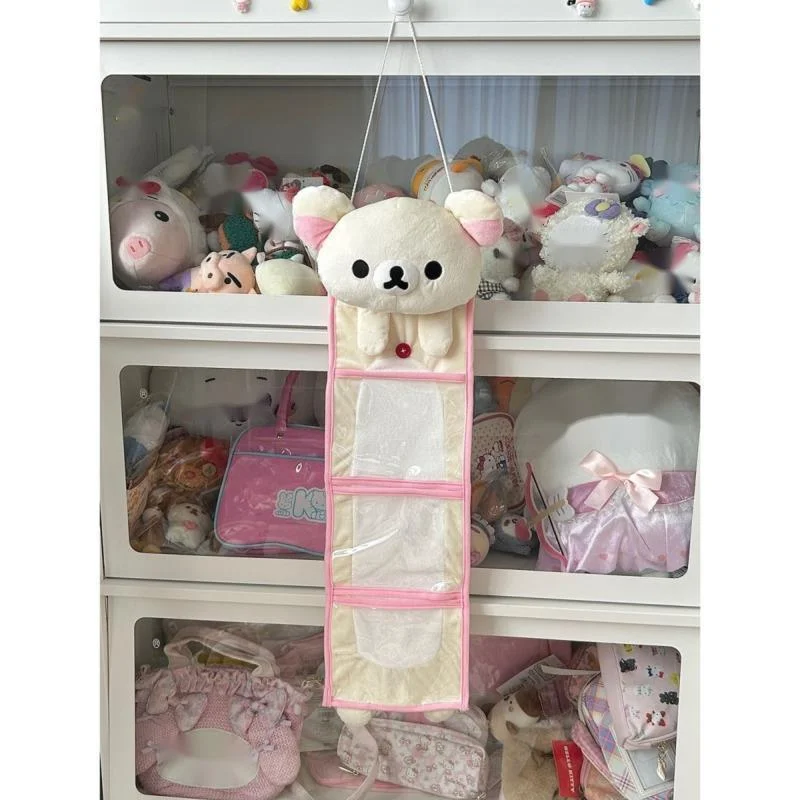 

Cartoon Rilakkuma Bear Wall Door Hanging Storage Organizer Large Capacity Pouch For Kids Room Closet Bathroom Cute Gifts Idea