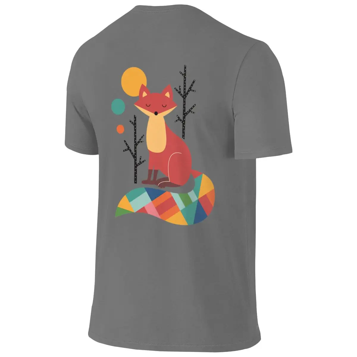 Rainbow Fox Smooth Reversible T-shirt Light Minimalism Ribbed Collar Women's T-shirts