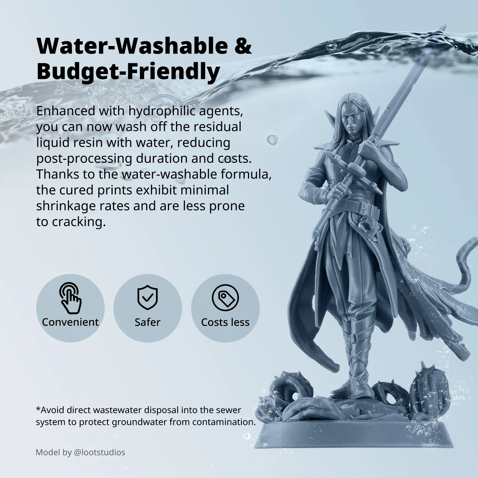 ANYCUBIC 3 кг ABS-покрытая смола 3,0, моющаяся в воде, УФ-фотополимерная смола 405 нм, 3D-смола, высокая точность для ЖК- 3D-принтера