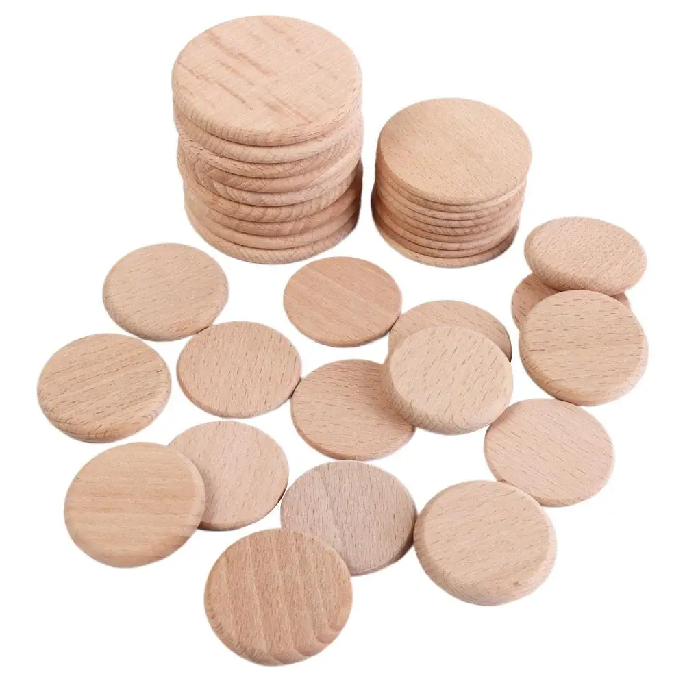 10pcs Natural Beech Natural Wood Round Disc Unfinished Wood Craft Blank Wood Pieces Smooth DIY Wood Round Slice Handwork