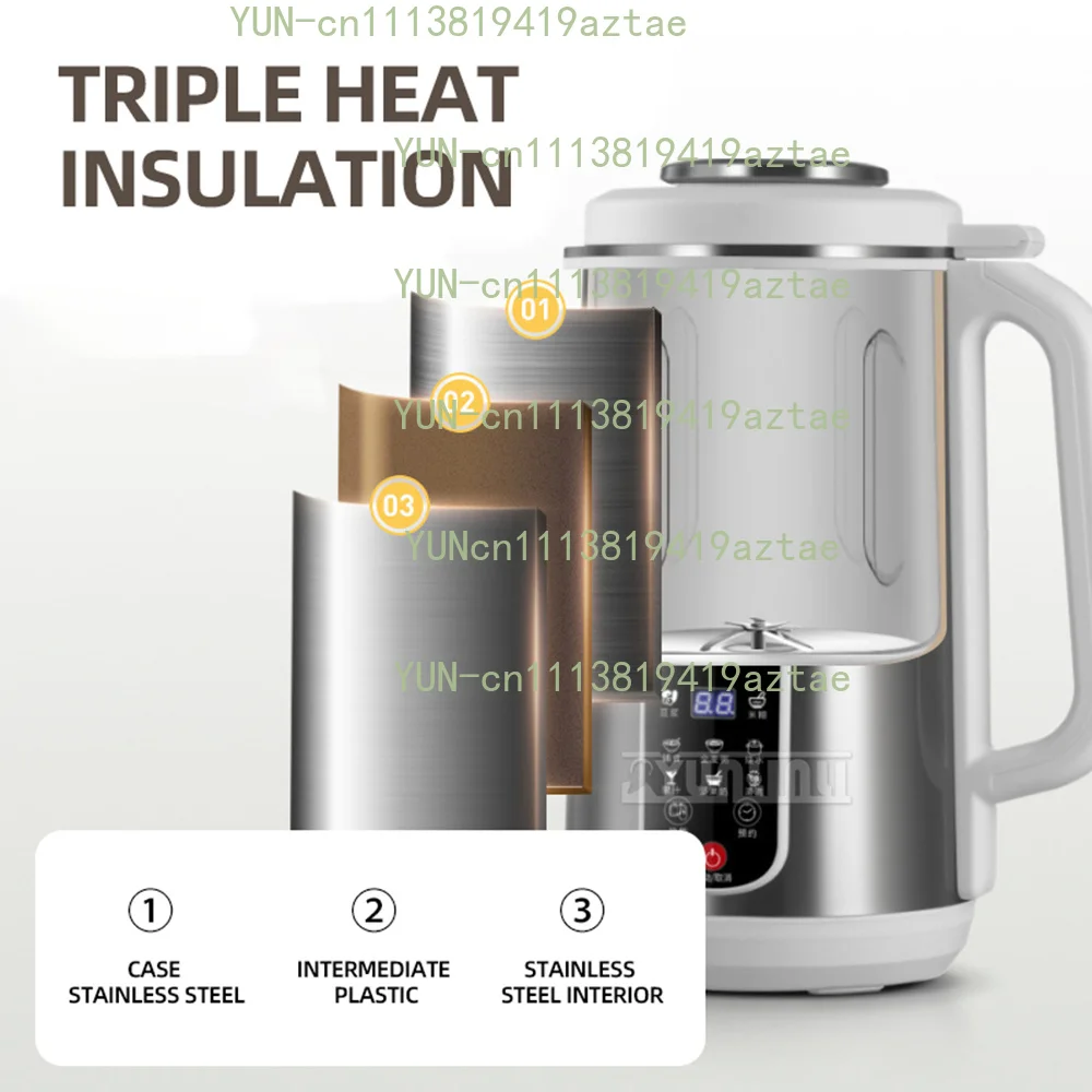 Soybean Milk Machine Filter Free Stainless Steel Blender Soymilk Grinder Insulation Complementary Food Processor