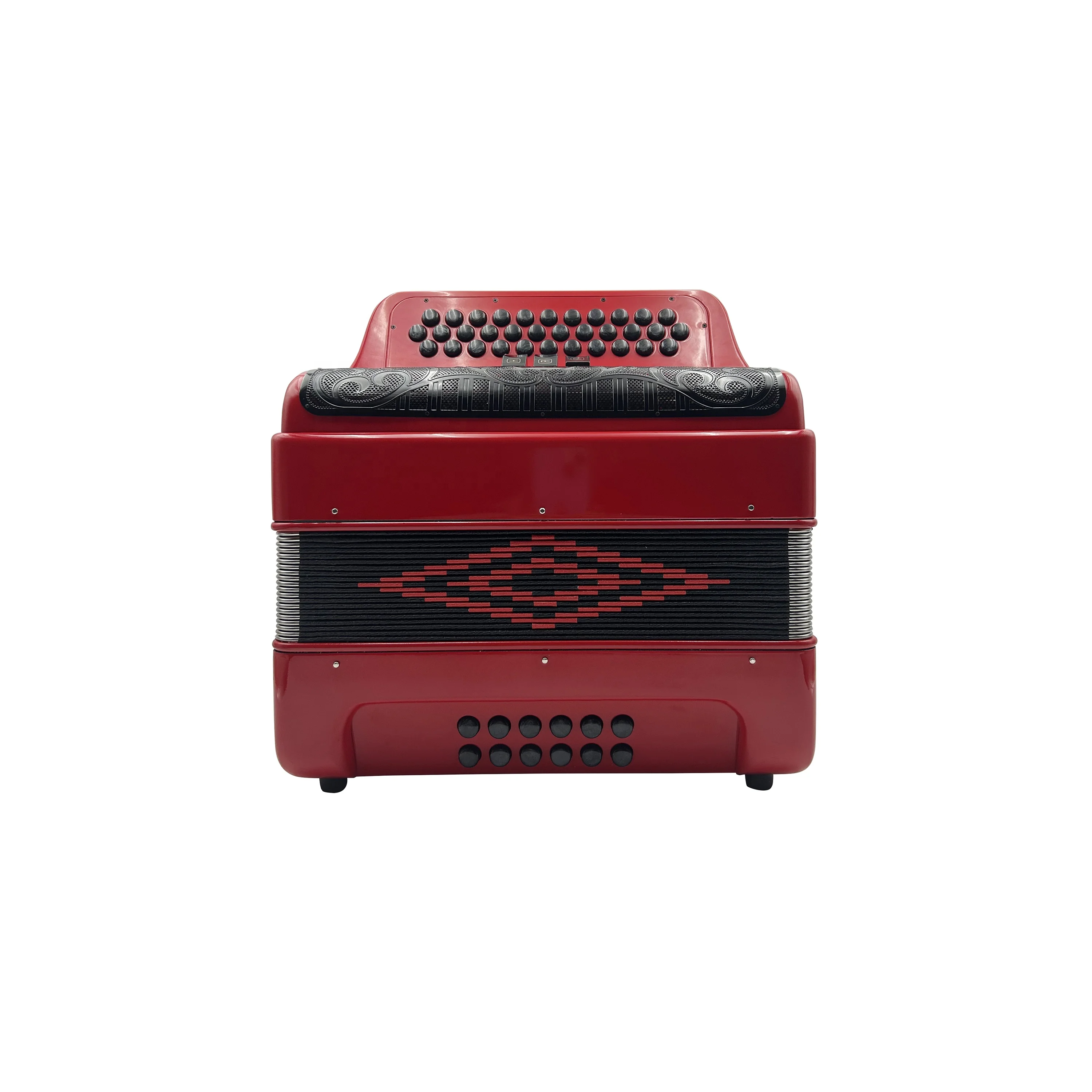 

Professional Accordion Instrument 34 Buttons 12 Bass 3 Registers JB3412C Red Body Black Grill Black Buttons Acordeon